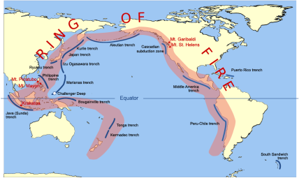 Pacific "Ring of Fire" (enlarged graphic). Source: Adapted from U.S. Geological Survey